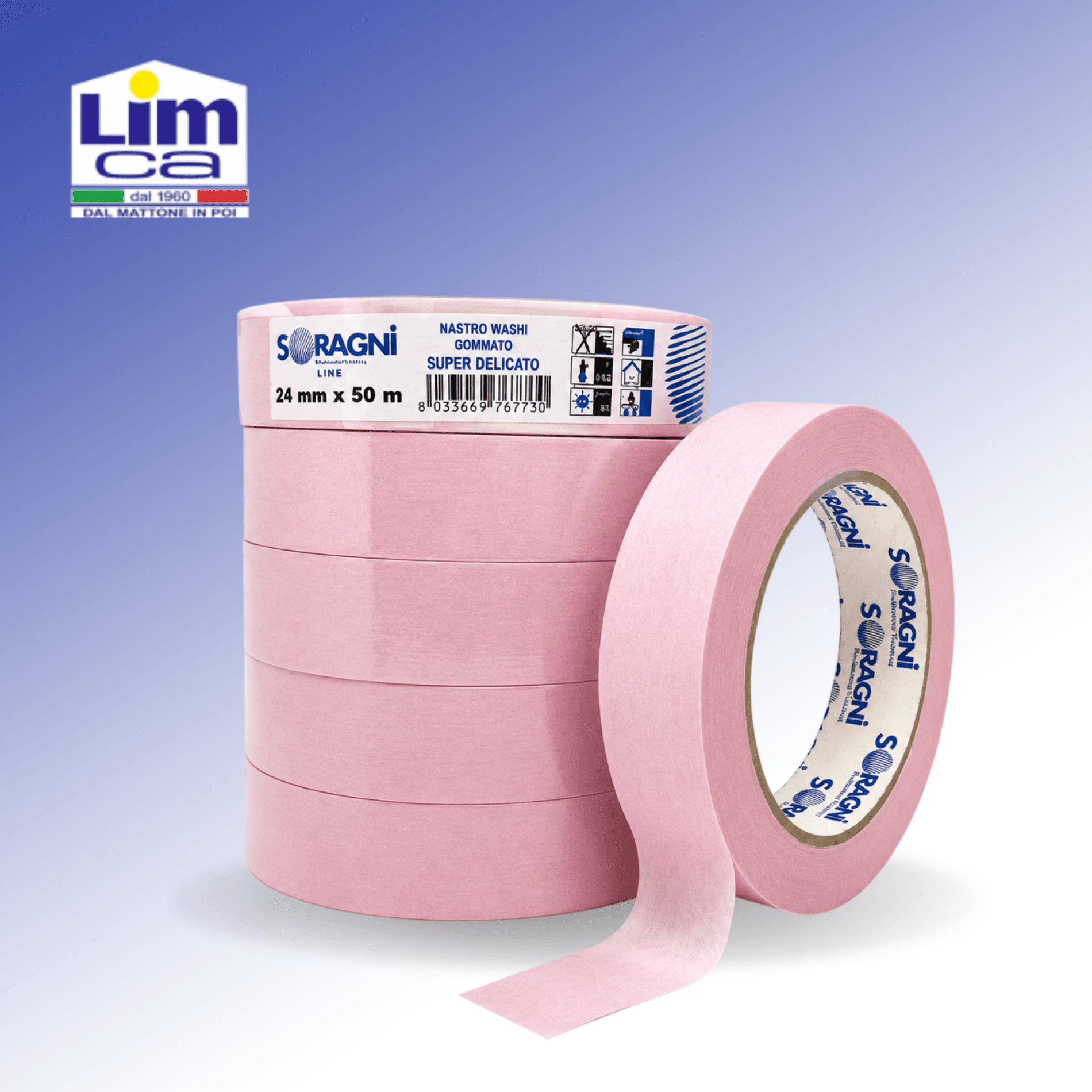 NASTRO ADESIVO IN CARTA ROSA - Basso potere collante