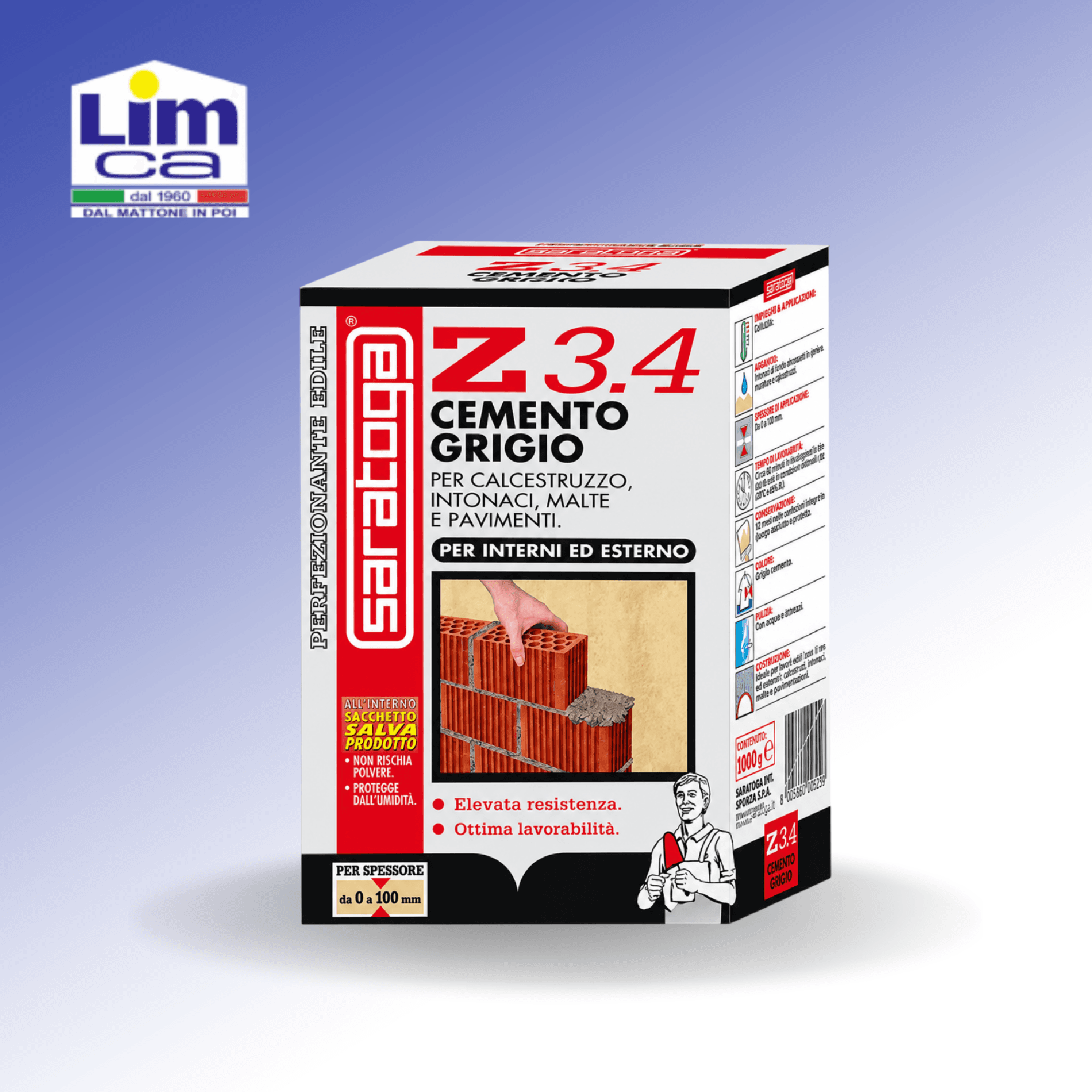 CEMENTO GRIGIO Z3.4 - Per calcestruzzo, intonaci, malte e pavimenti